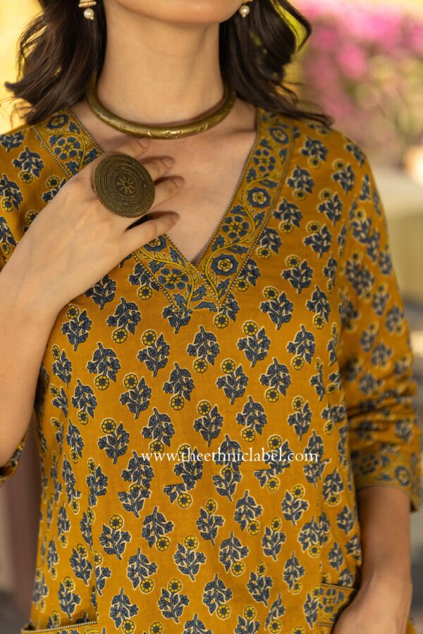 "Tatva" A line Hand Block Printed Cotton Co-ord set (2 pc) - Image 4