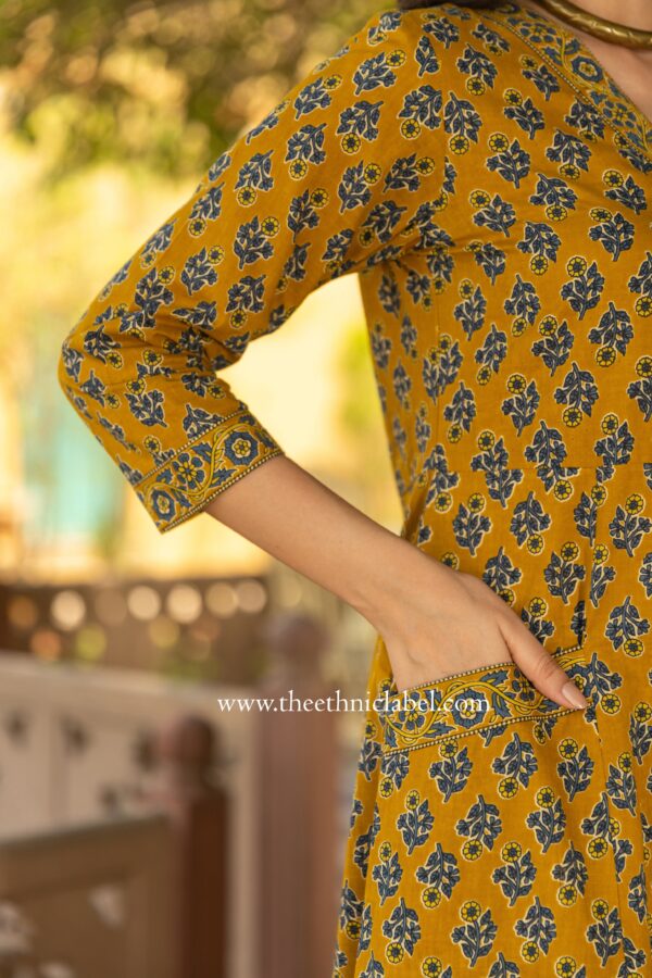 "Tatva" A line Hand Block Printed Cotton kurta - Image 3