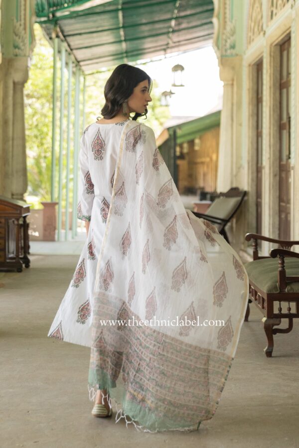 "Zoya" Cotton Kurta Set with Kota Doria Dupatta(3pc) - Image 4