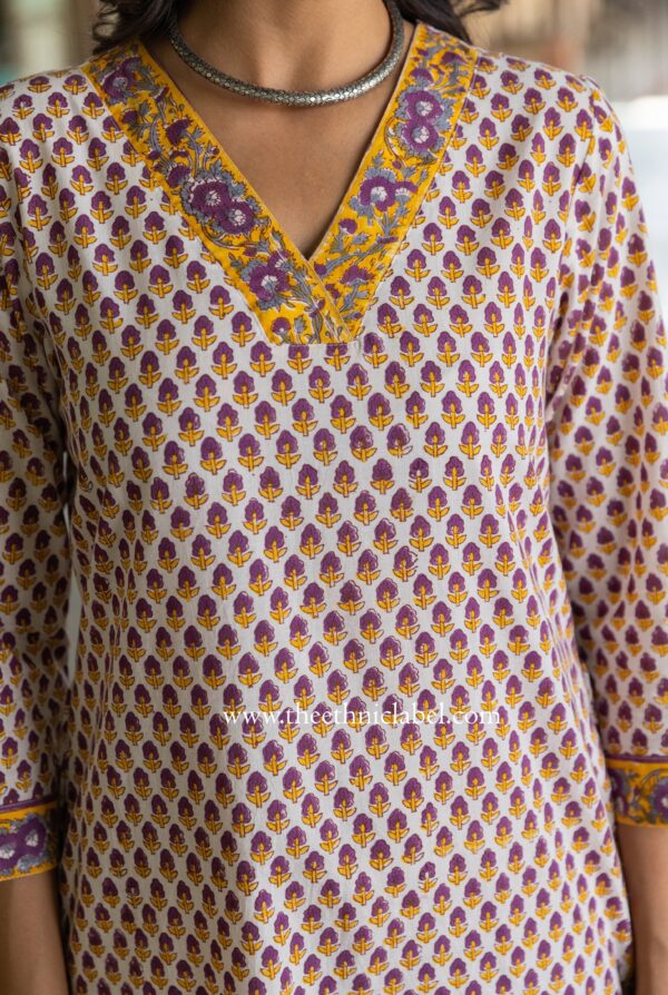 "Jannat" Cotton Kurta Set with Kota Doria Dupatta(3pc) - Image 5