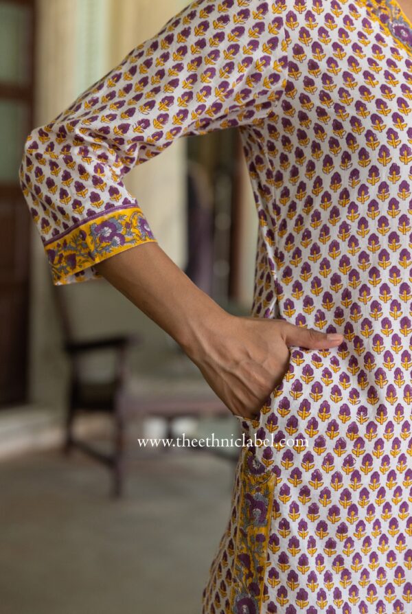 "Jannat" Cotton Kurta Set with Kota Doria Dupatta(3pc) - Image 9