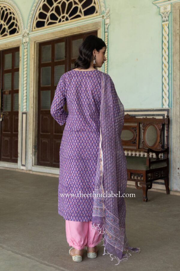 "Nadiya" hand Block Printed Cotton kurta with Dupatta-2pc - Image 2
