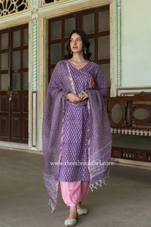"Nadiya" hand Block Printed Cotton kurta with Dupatta-2pc - Image 6