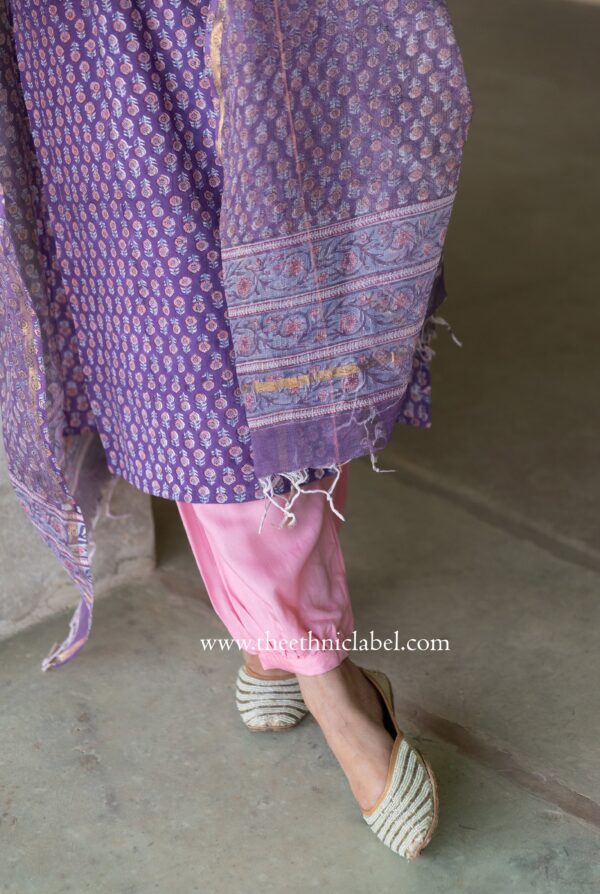 "Nadiya" hand Block Printed Cotton kurta with Dupatta-2pc - Image 5