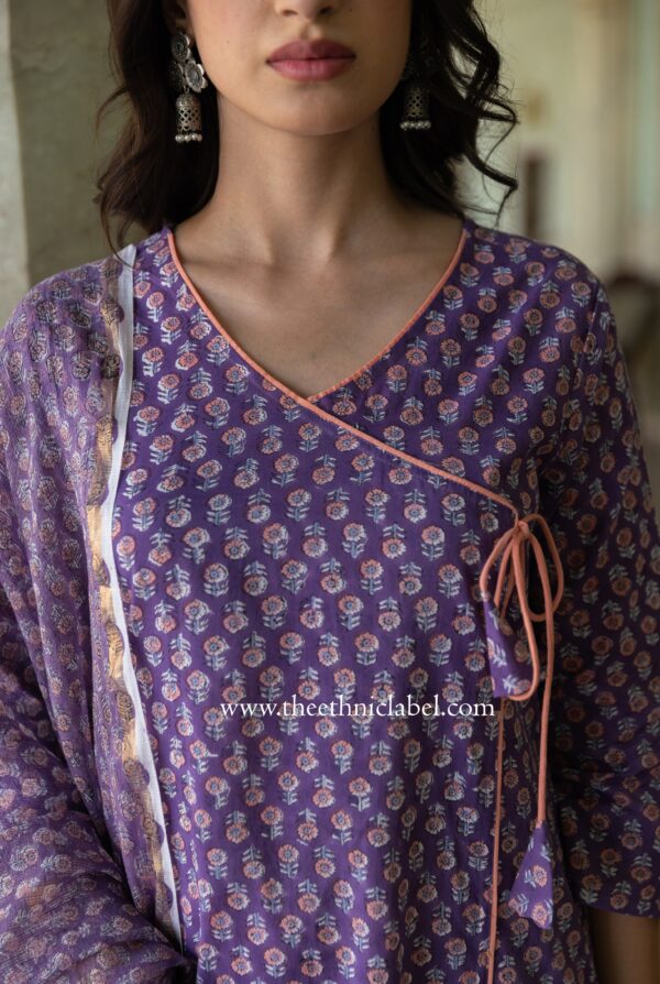 "Nadiya" hand Block Printed Cotton kurta with Dupatta-2pc - Image 4