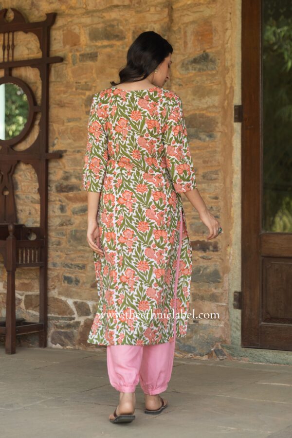 "Kashti" Hand Block Printed Angrakha Cotton kurta - Image 3