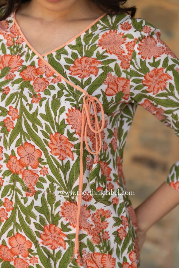 "Kashti" Hand Block Printed Angrakha Cotton kurta - Image 7