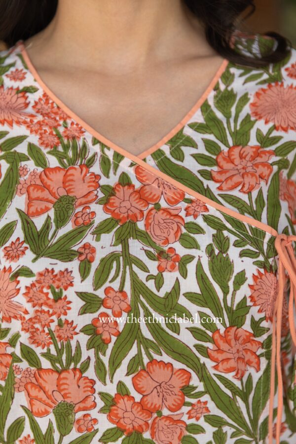 "Kashti" Hand Block Printed Angrakha Cotton kurta - Image 8