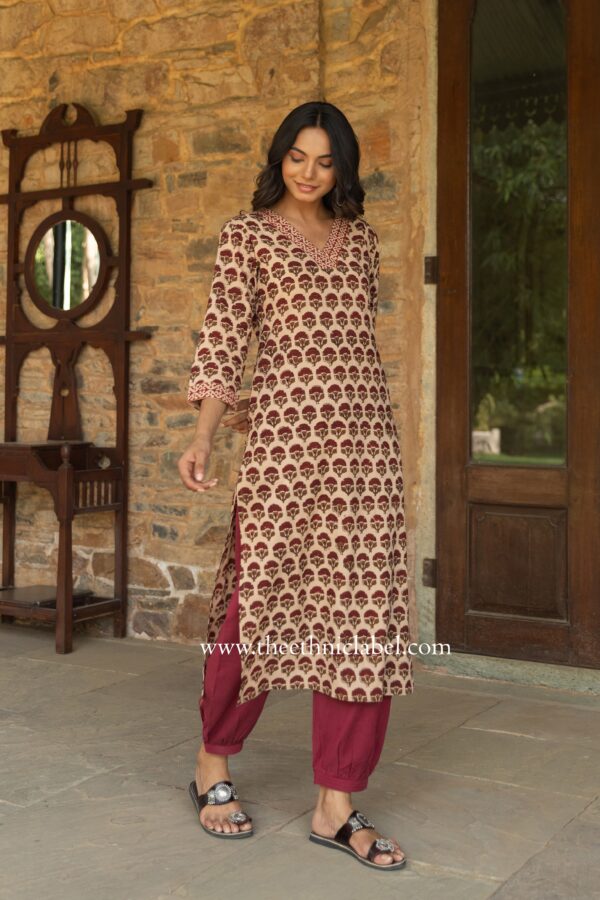 "Nadira" Bagru Print Cotton kurta - Image 3