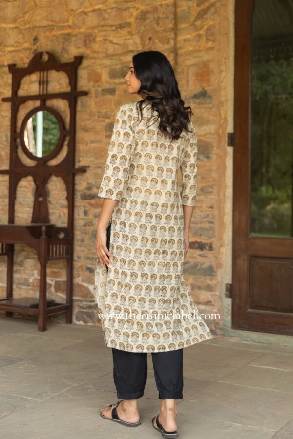 "Mandira" Bagru Print Hand Block Printed Cotton Kurta - Image 2