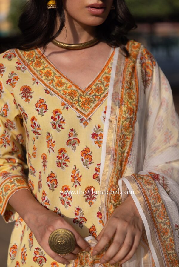 "Amaira" Cotton Kurta Set with Kota Doria Dupatta(3pc) - Image 5