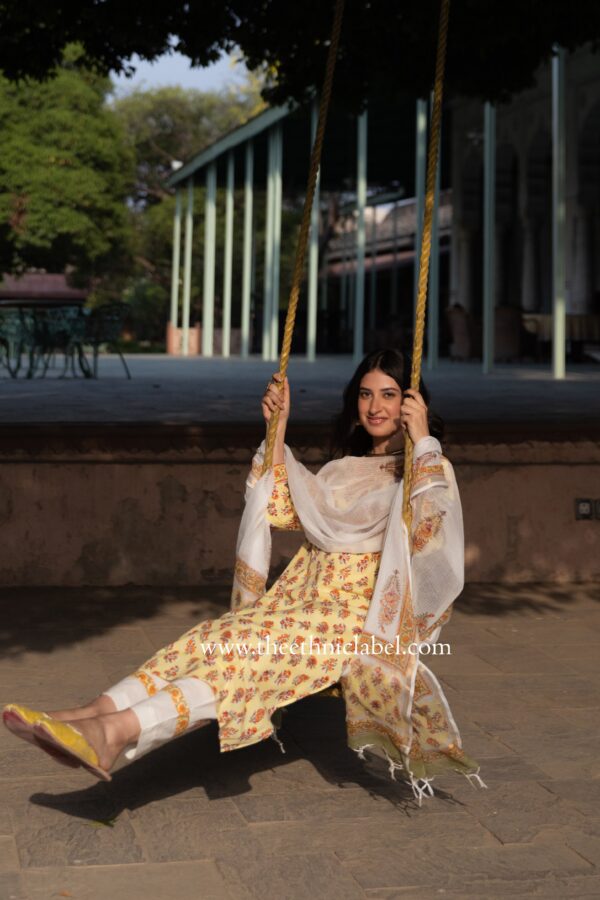"Amaira" Cotton Kurta Set with Kota Doria Dupatta(3pc) - Image 6