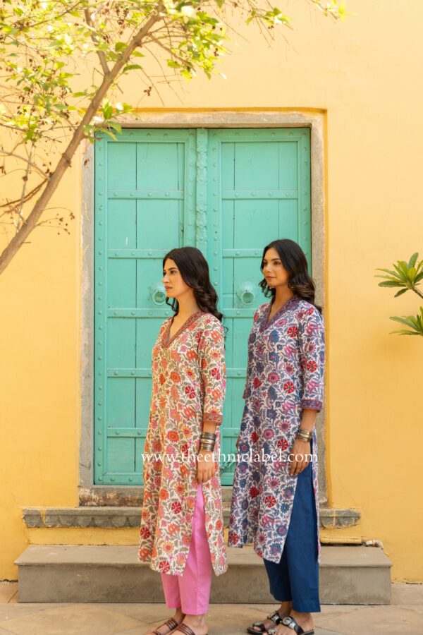 "Sunaina" Floral Cotton kurta - Image 9