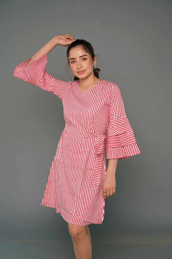 White & Red 'Spectacular' Striped Cotton Dress - Image 4
