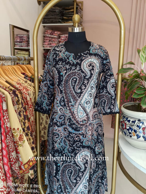 "Sarika" Black Cotton Kurta Set(2pc) - Image 5