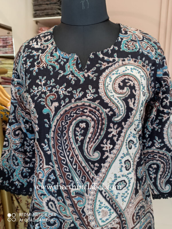 "Sarika" Black Cotton Kurta Set(2pc) - Image 6