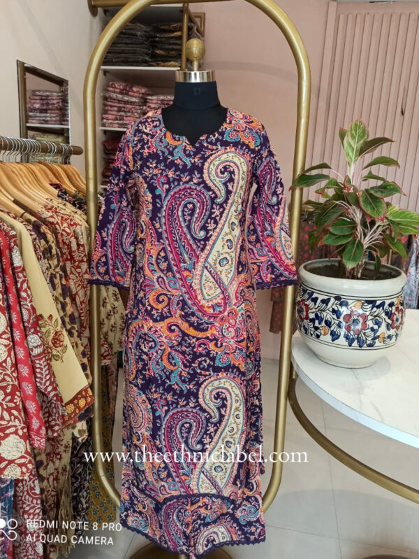 "Sarika" Purple Cotton Kurta Set(2pc) - Image 2