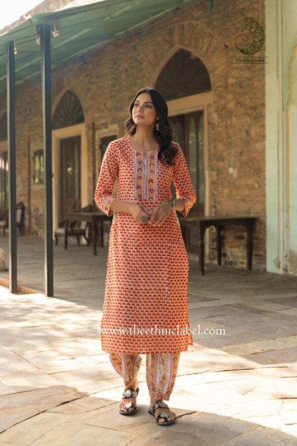 "Chhavi" Hand Block Printed Cotton Co-ord Set - 2 pc - Image 5