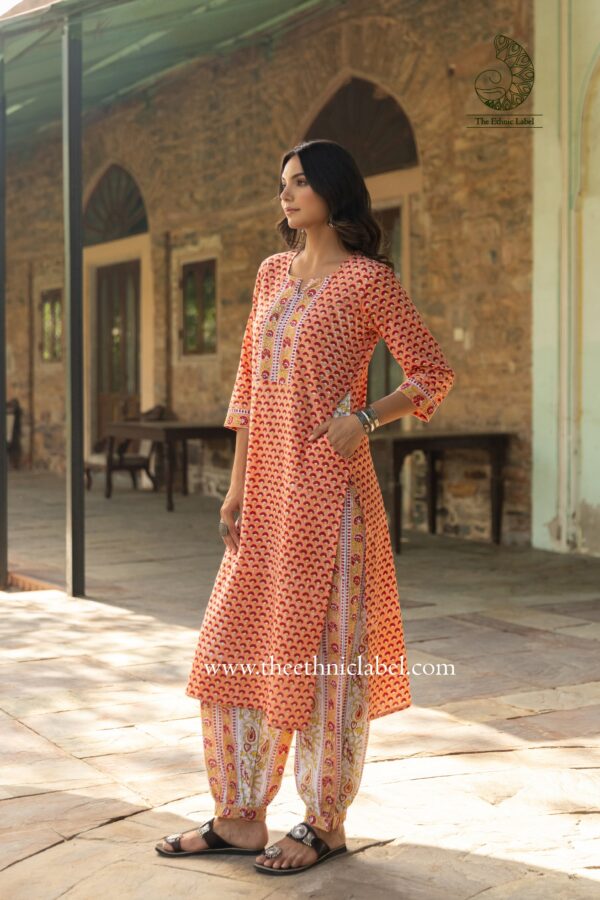 "Chhavi" Hand Block Printed Cotton Co-ord Set - 2 pc - Image 2