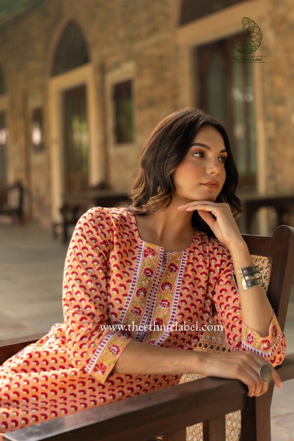 "Chhavi" Hand Block Printed Cotton Co-ord Set - 2 pc - Image 8