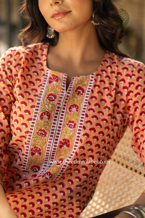 "Chhavi" Hand Block Printed Cotton Co-ord Set - 2 pc - Image 3
