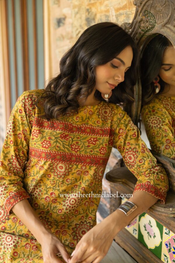 "Dhriti" Hand Block Printed Cotton Co-ord Set- 2 pc - Image 6