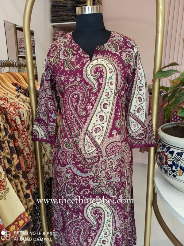 "Sarika" Magenta Cotton Kurta Set(2pc) - Image 6