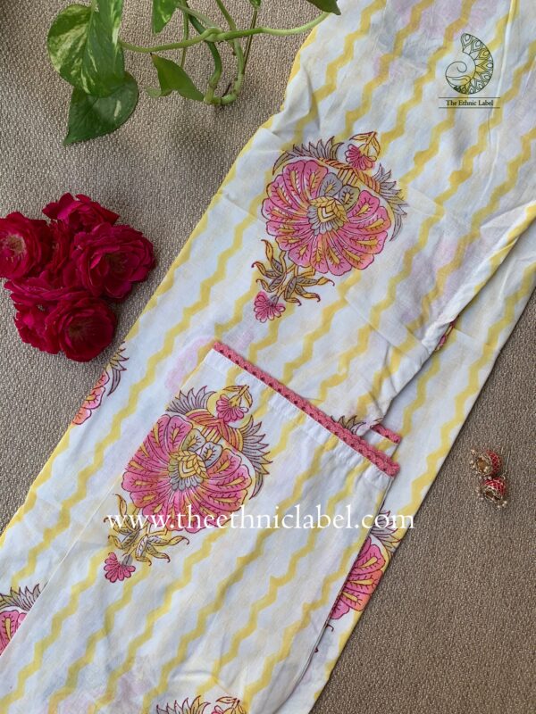 "Rina" Blockprinted Laced Cotton Kurta - Image 4