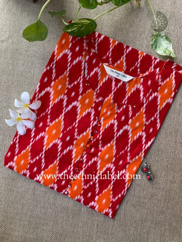 "Red" Kantha Cotton kurta - Big Size