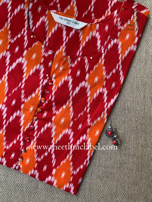 "Red" Kantha Cotton kurta - Big Size - Image 2