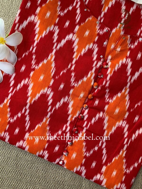 "Red" Kantha Cotton kurta - Big Size - Image 3