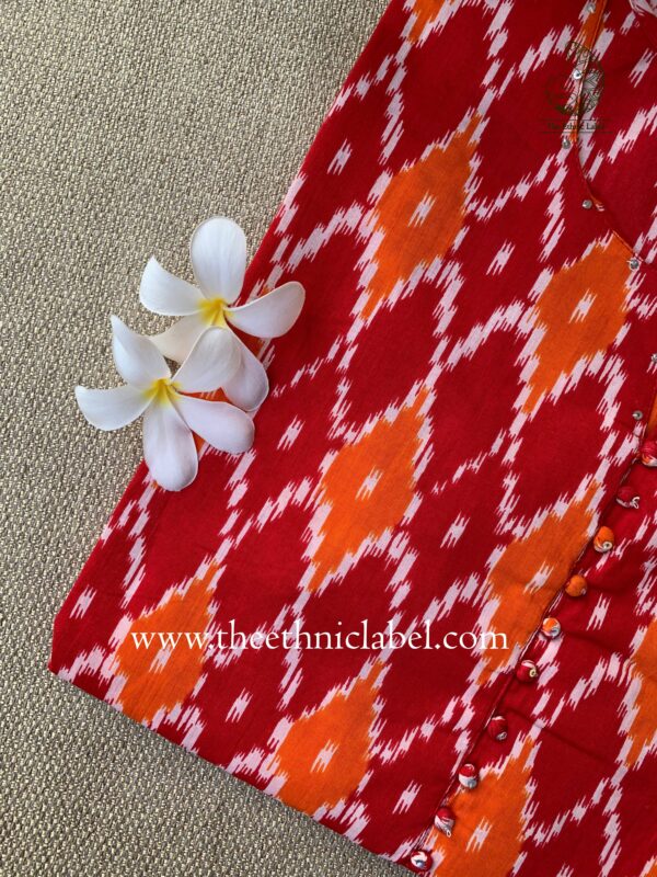 "Red" Kantha Cotton kurta - Big Size - Image 4
