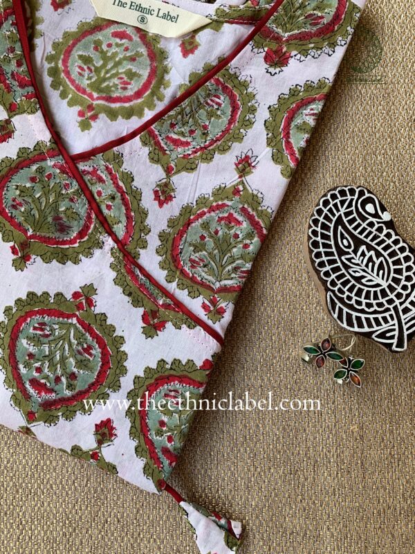 "Surkh" Blockprinted Angrakha Cotton Kurta - Image 2