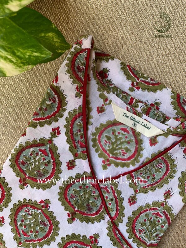 "Surkh" Blockprinted Angrakha Cotton Kurta - Image 4
