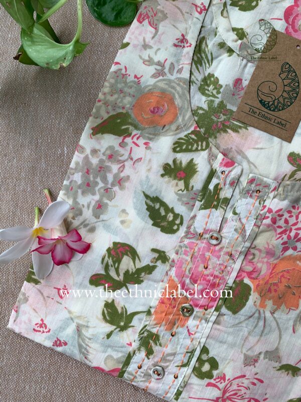 "Vida" Kantha Buttoned Cotton kurta - Image 4