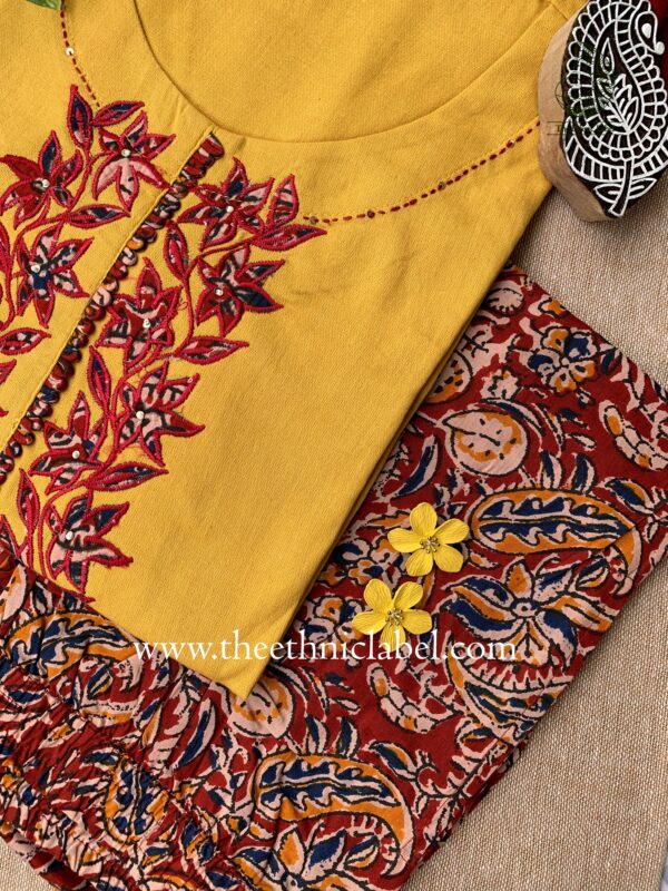 "Urusa" Cotton Kurta Set with Kota Doria Dupatta(3pc) - Image 2