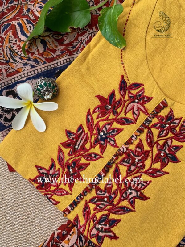 "Urusa" Cotton Kurta Set with Kota Doria Dupatta(3pc) - Image 4