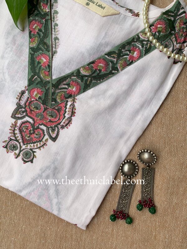 "Zareen" Hand block printed Cotton Kurta - Image 3