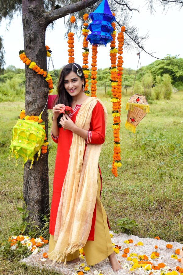 Crimpson Red Kurta Palazzo Set(2 pc) - Image 5