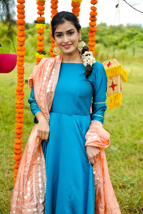 Fairy Flare Silk Blue Suit - Image 6