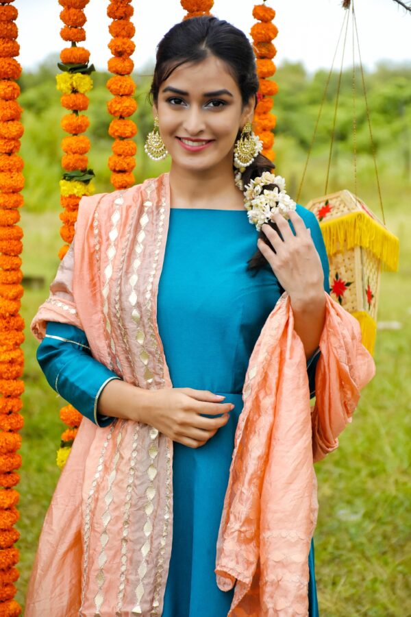 Fairy Flare Silk Blue Suit - Image 7