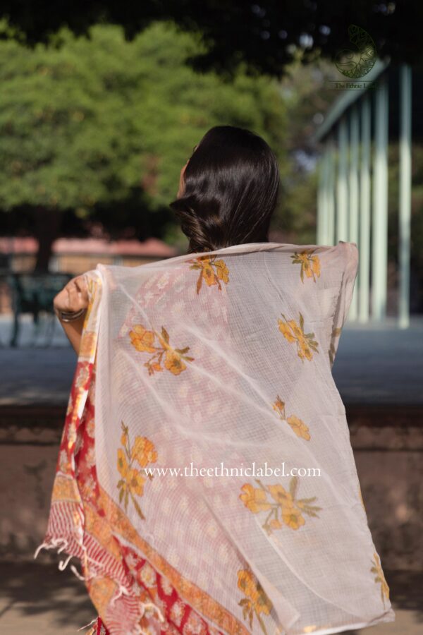 "Aadhira" Cotton Kurta Set with Kota Doria Dupatta(3pc) - Image 7