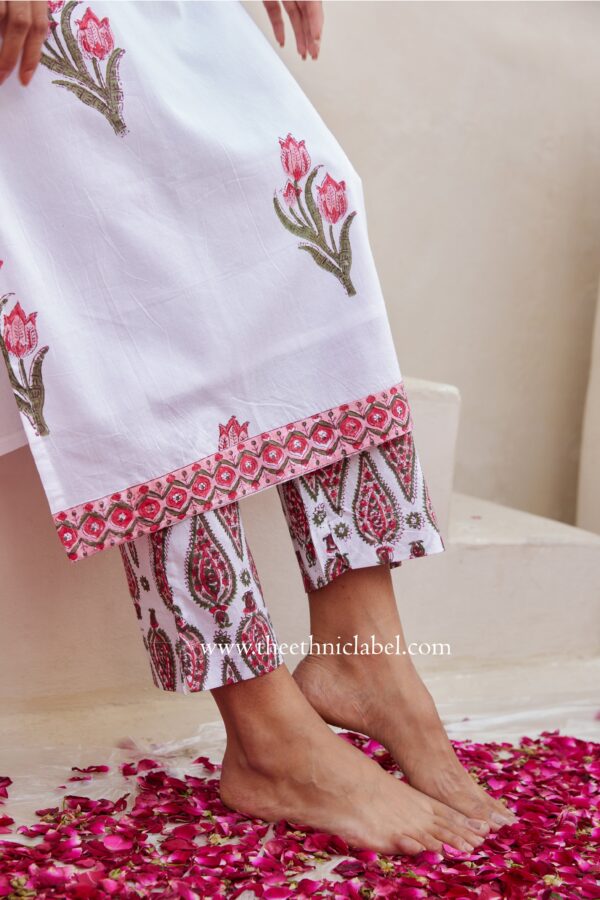"Anaisha" Cotton Kurta Set with Kota Doria Dupatta(3pc) - Image 3