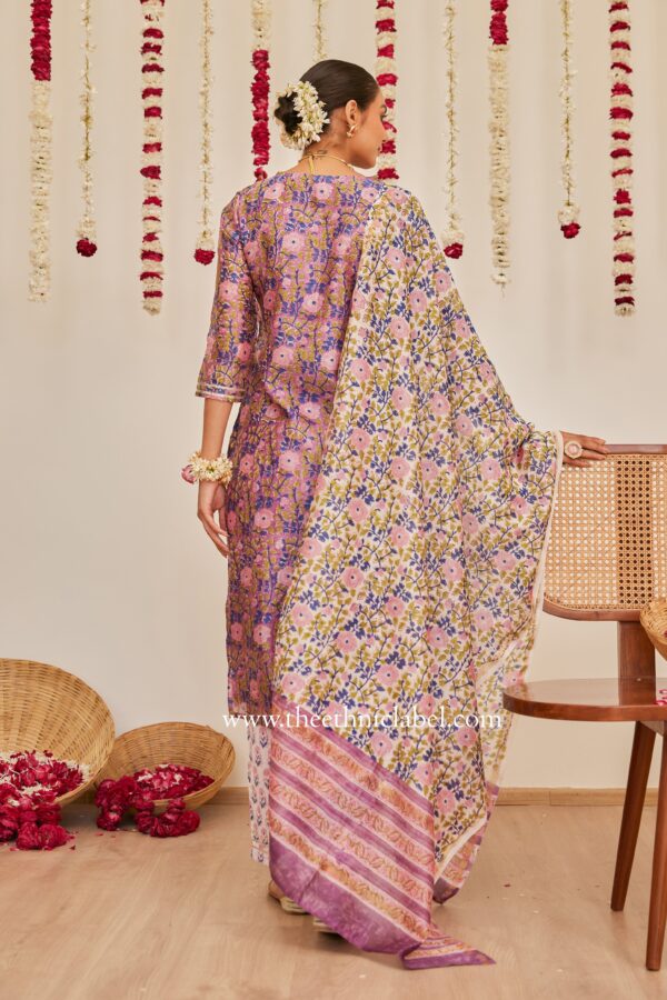 "Pari" Purple Hand work Chanderi Suit Set(3pc) - Image 2