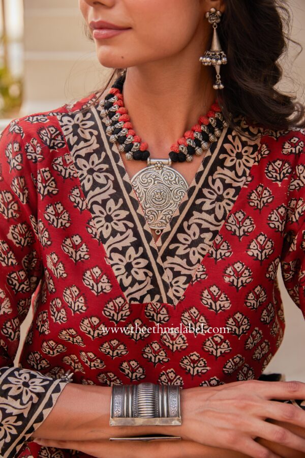 "Saarang" Bagru Hand Block Printed Chanderi Suit Set(3pc) - Image 9