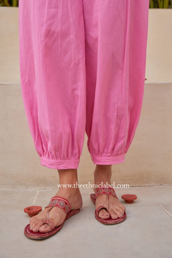 Pink Flex Cotton Afghan Pants - Image 3